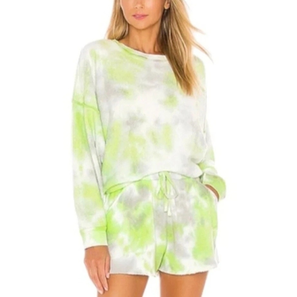 Free People Tie-Dye Lounge Set in Green and White